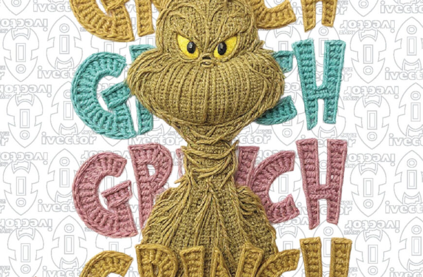 GRINCH RETRO NAVIDAD CROCHET PNG