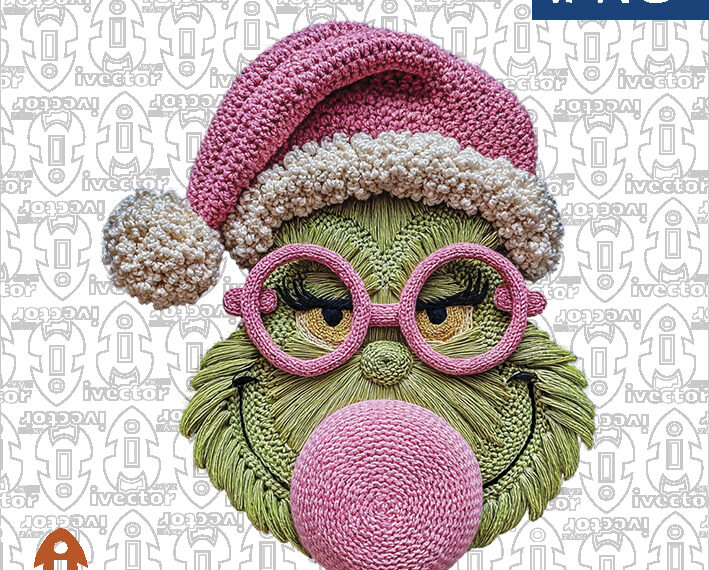 GRINCH ROSA ESTILO CROCHE BORDADO