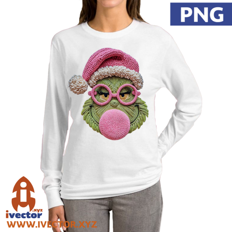 GRINCH-ROSA-ESTILO-CROCHE-BORDADO-P4 GRINCH ROSA ESTILO CROCHE BORDADO