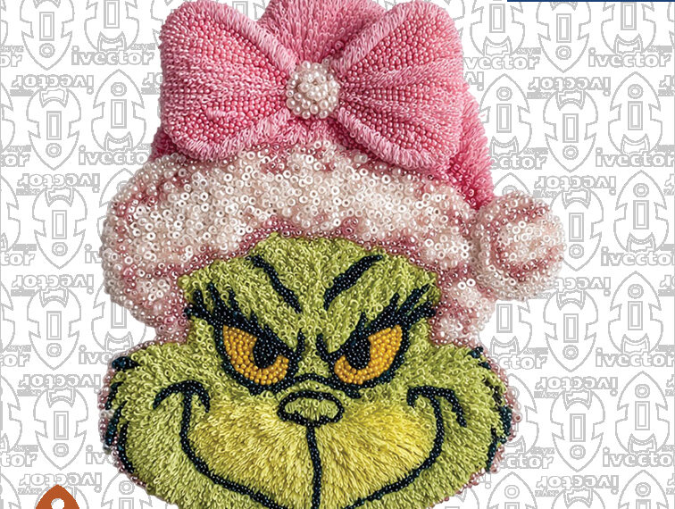 GRINCH ROSA LASO CROCHET PNG ALTA CALIDAD