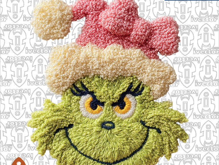 GRINCH ROSA MOÑO CROCHE PNG ALTA CALIDAD