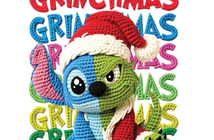 GRINCH STITCH ADORABLE LETRAS CROCHET PNG ALTA CALIDAD