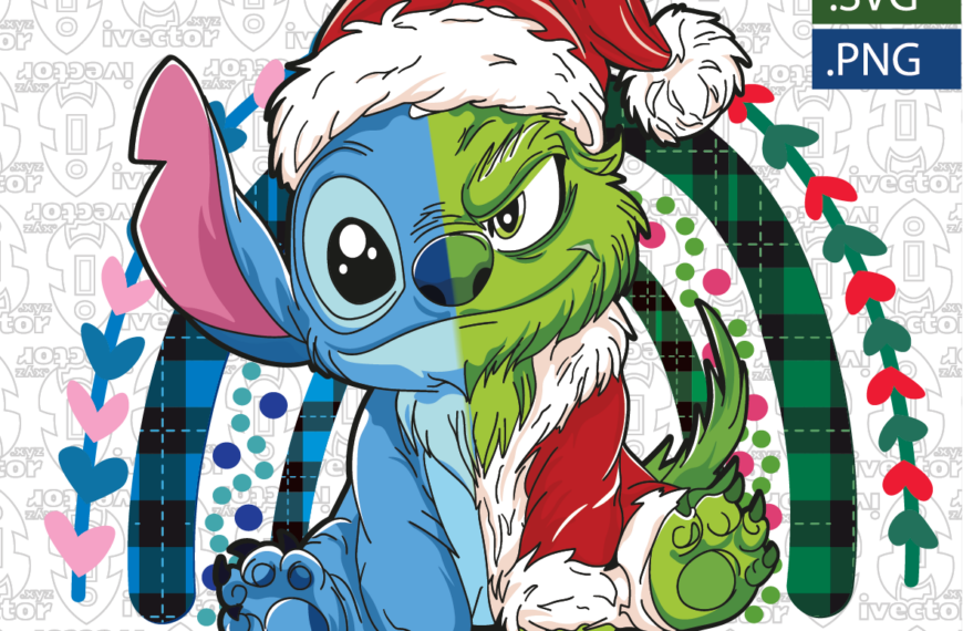 GRINCH STITCH ARCO NAVIDEÑO VECTOR EDITABLE EPS PDF