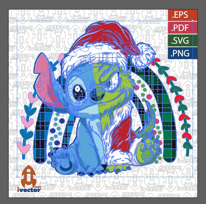 GRINCH-STITCH-ARCO-NAVIDENO-VECTOR-EDITABLE-EPS-PDF-01-P2 GRINCH STITCH ARCO NAVIDEÑO VECTOR EDITABLE EPS PDF