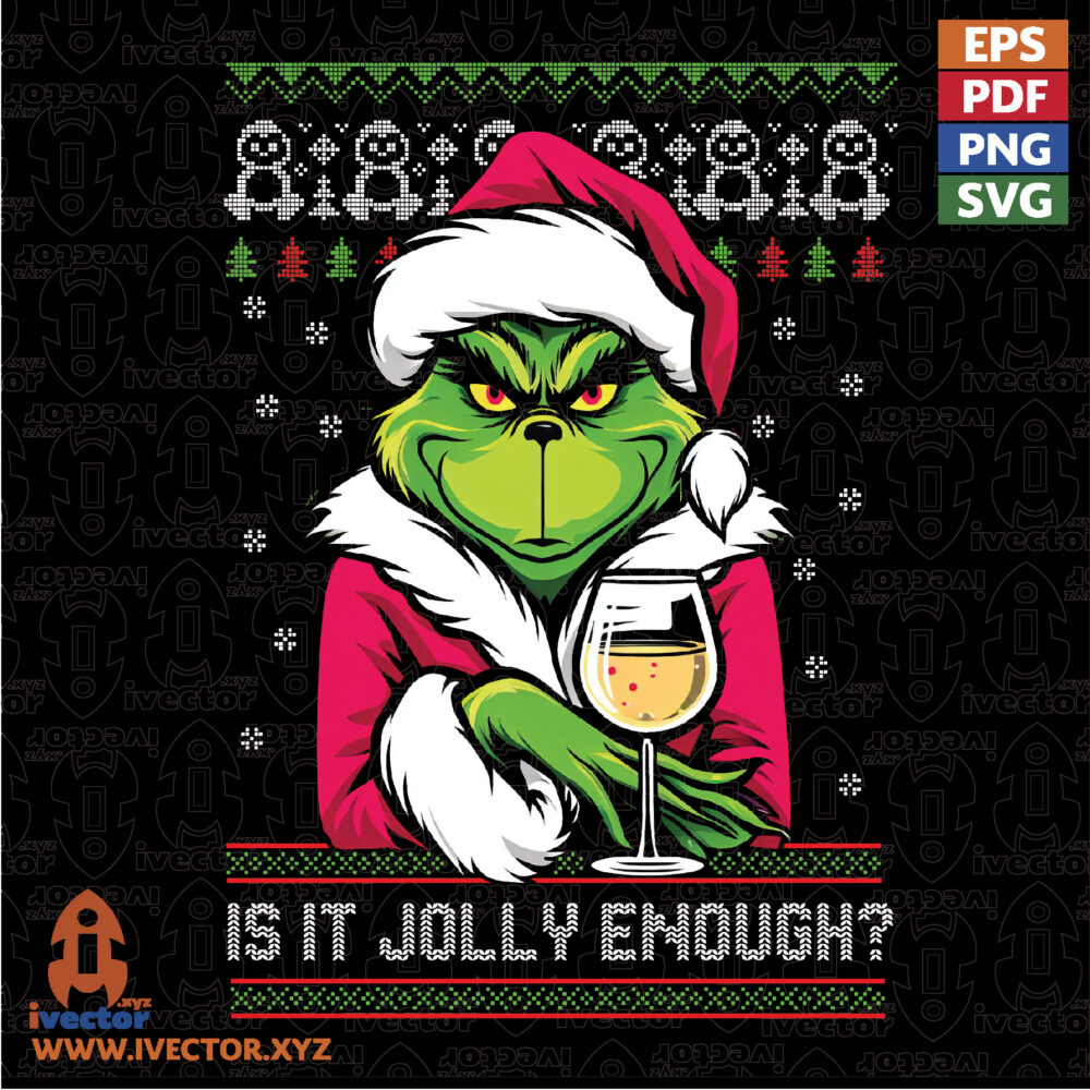 Grinch-Navideno-con-Copa-–-Diseno-Festivo-Retro-para-Estampado VECTORES Y RECURSOS