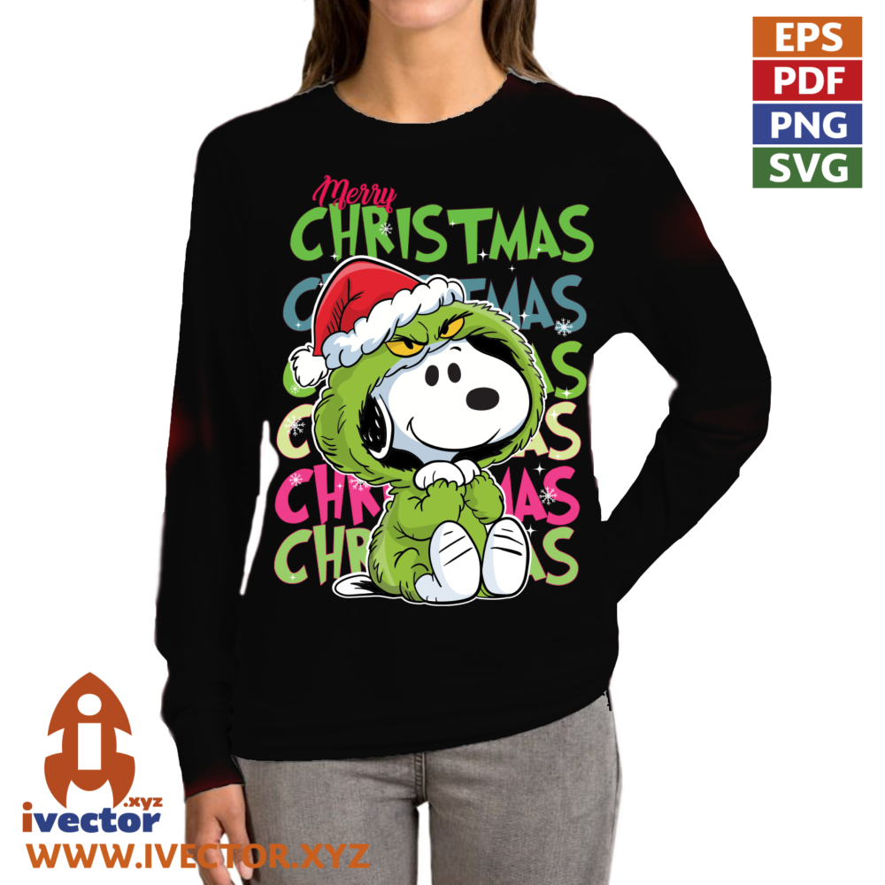 Grinch-Navideno-con-Gorro-de-Santa-–-Personaje-Festivo-para-Diseno-04 Perrito, monstruo verde con Gorro de Santa – Personaje Festivo para Diseño