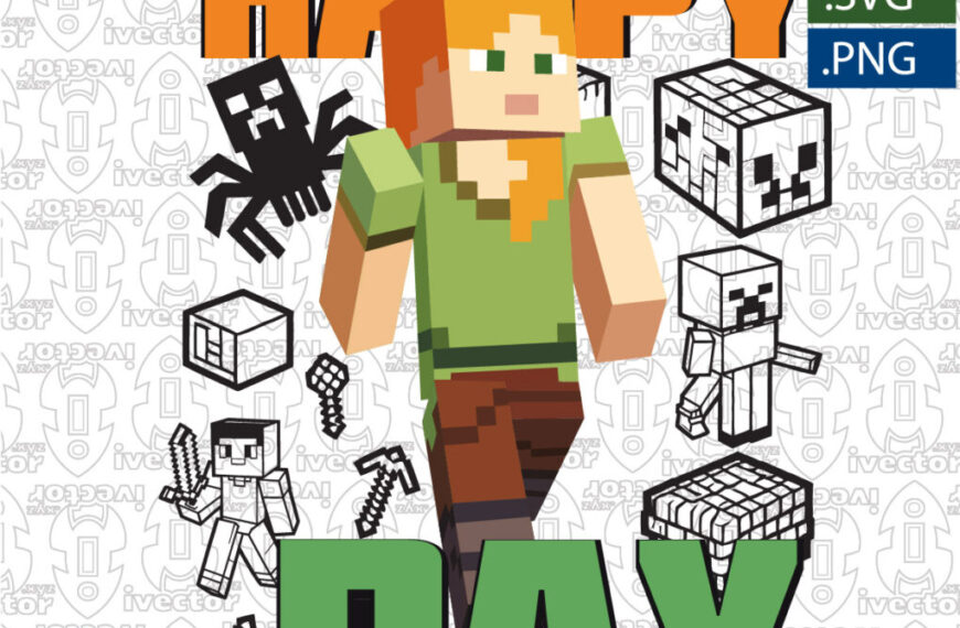 HAPPY DAY MINECRAFT PERSONAJE VECTOR EDITABLE