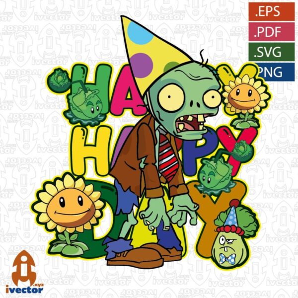 HAPPY-DAY-PLANTAS-VS-ZOMBIES-VECTOR-EDITABLE-01-600x600 Ivector - Recursos Ilimitados DTF
