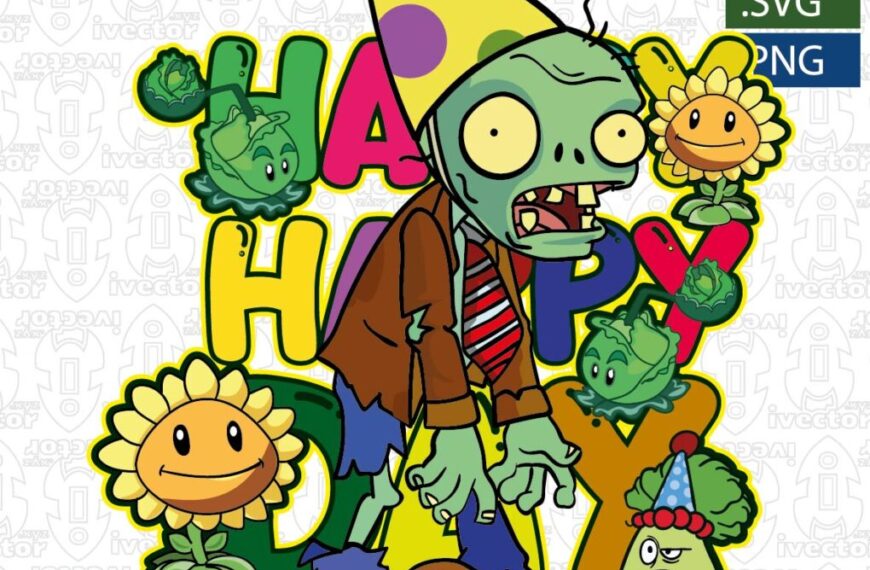 HAPPY DAY PLANTAS VS ZOMBIES VECTOR EDITABLE