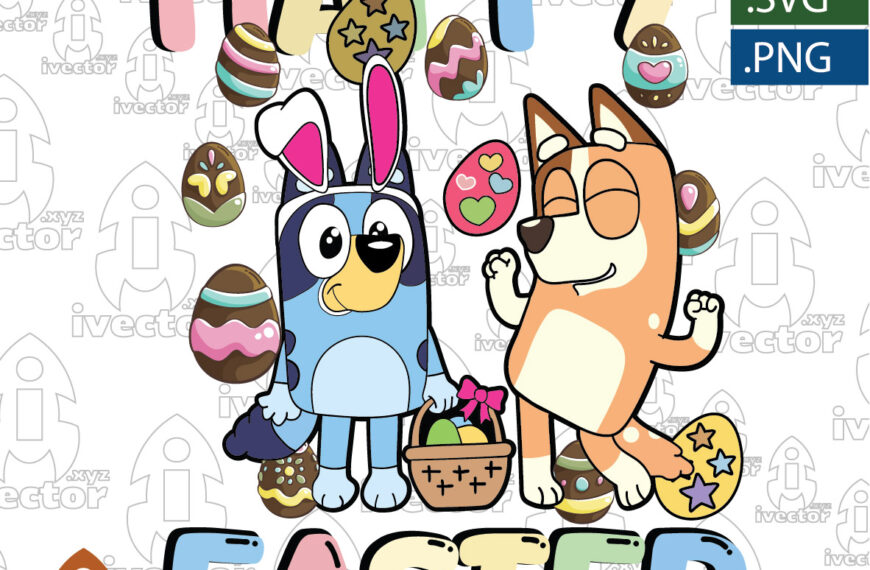 HAPPY EASTER BLUEY VECTOR EDITABLE