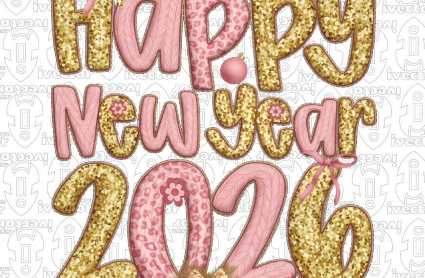HAPPY NEW YEAR 2026 CROCHET ROSA Y DORADO P1