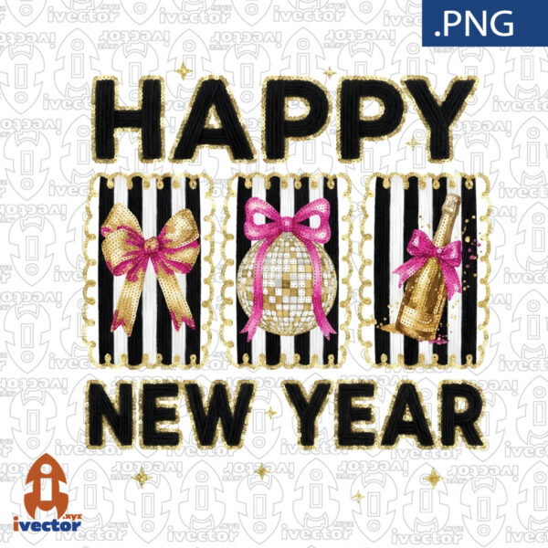 HAPPY-NEW-YEAR-GLITTER-CROCHET-NEGRO-600x600 Ivector - Recursos Ilimitados DTF