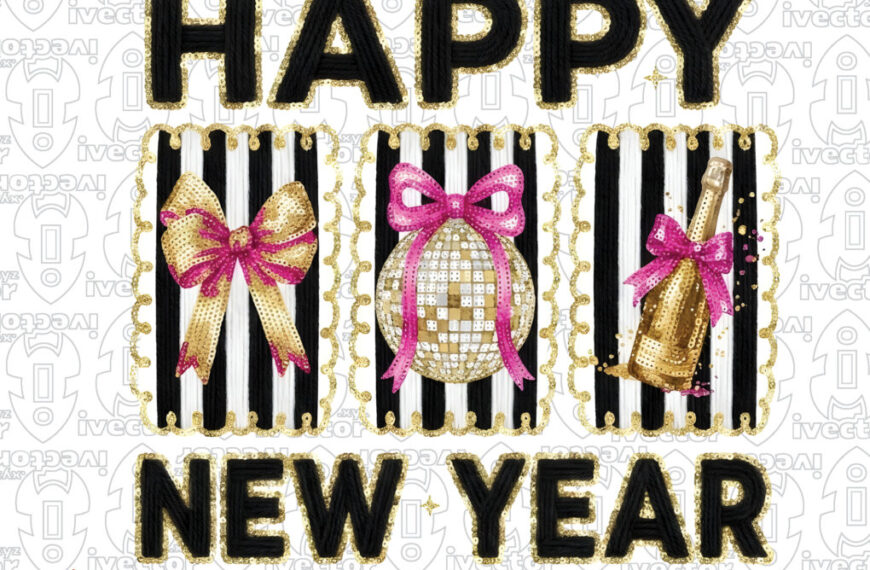 HAPPY NEW YEAR GLITTER CROCHET NEGRO