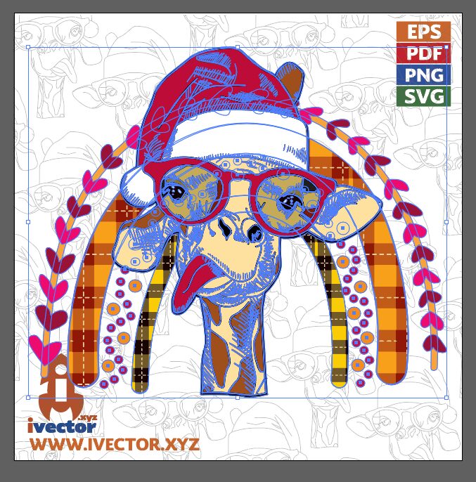 HO-HO-HO-ARCO-JIRAFA-CON-GORRO-NAVIDENO-CROCHET-P1-1 JIRAFA ARCO NAVIDAD PNG ALTA CALIDAD CROCHET