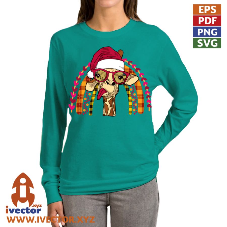 HO-HO-HO-ARCO-JIRAFA-CON-GORRO-NAVIDENO-CROCHET-P1 JIRAFA ARCO NAVIDAD PNG ALTA CALIDAD CROCHET