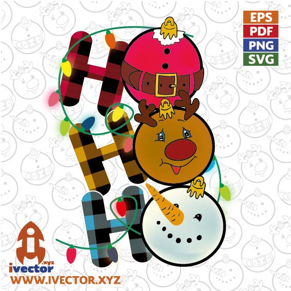HO HO HO ESFERAS NAVIDEÑAS VECTOR EDITABLE EPS PDF SVG