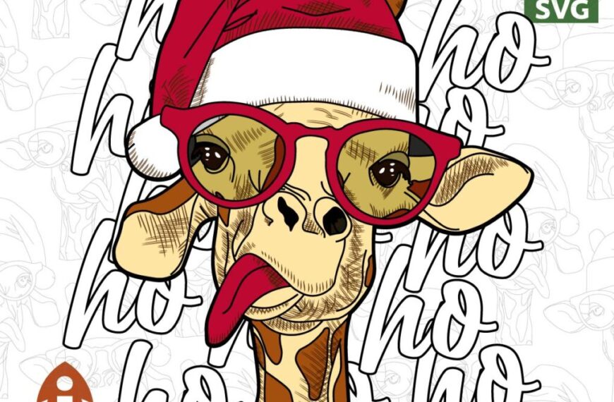 HO HO HO JIRAFA CON GORRO NAVIDEÑO EPS PDF VECTOR