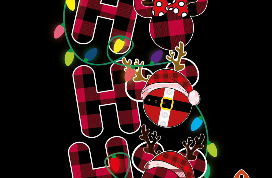 HO HO HO MICKEY MOUSE NAVIDEÑO VECTOR EDITABLE EPS PDF
