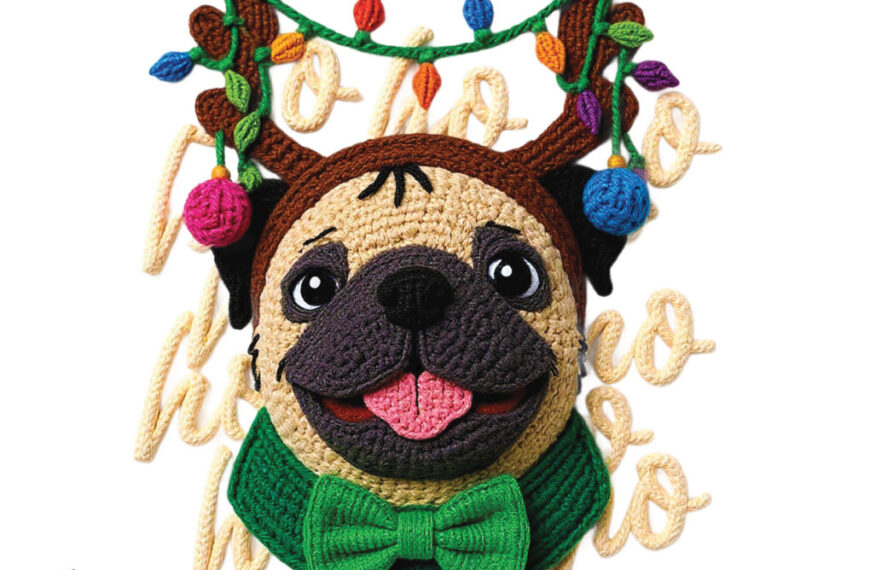 HO HO HO PERRO PUG NAVIDEÑO PNG ALTA CALIDAD CROCHET