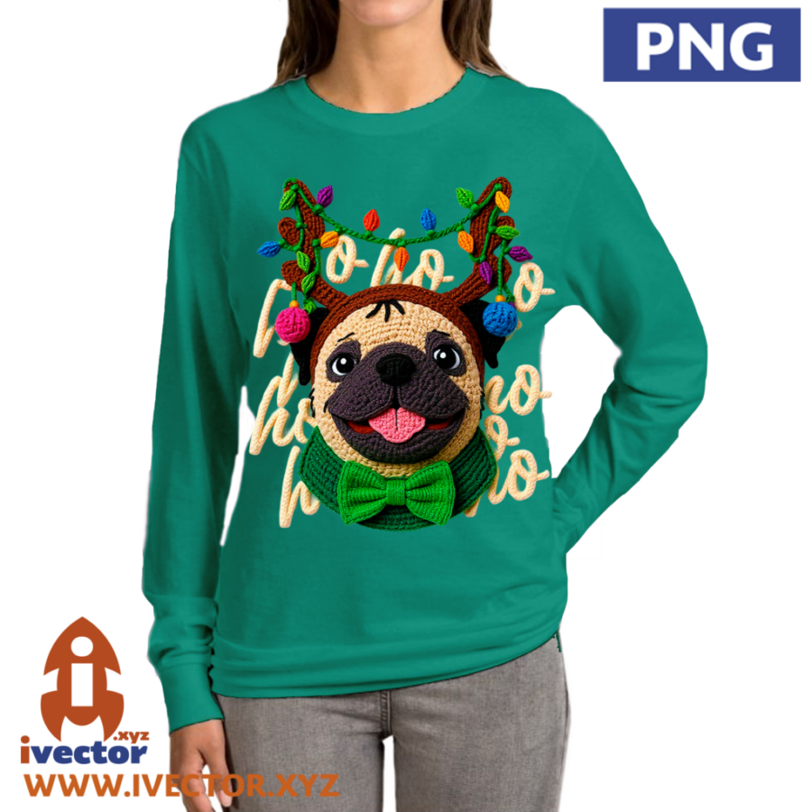 HO-HO-HO-PERRO-PUG-NAVIDENO-PNG-ALTA-CALIDAD-CROCHET-P2 HO HO HO PERRO PUG NAVIDEÑO PNG ALTA CALIDAD CROCHET