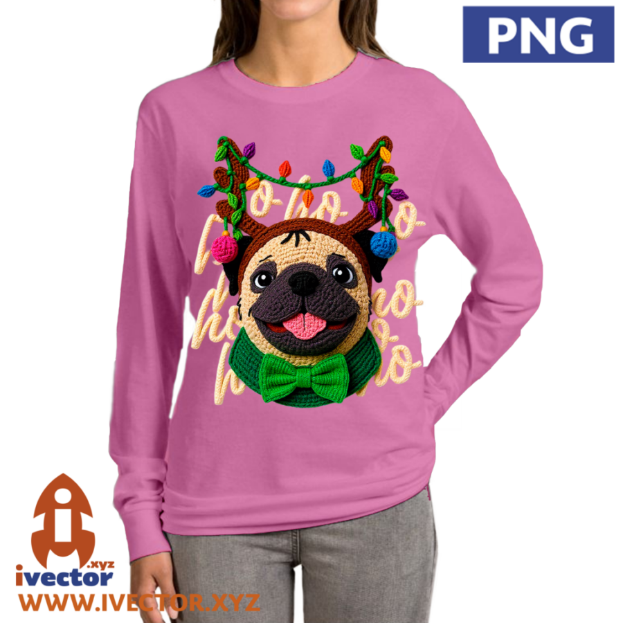 HO-HO-HO-PERRO-PUG-NAVIDENO-PNG-ALTA-CALIDAD-CROCHET-P5 HO HO HO PERRO PUG NAVIDEÑO PNG ALTA CALIDAD CROCHET