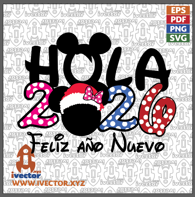 HOLA 2025 MICKEY AND MINNIE EDITABLE EPS PDF VECTOR