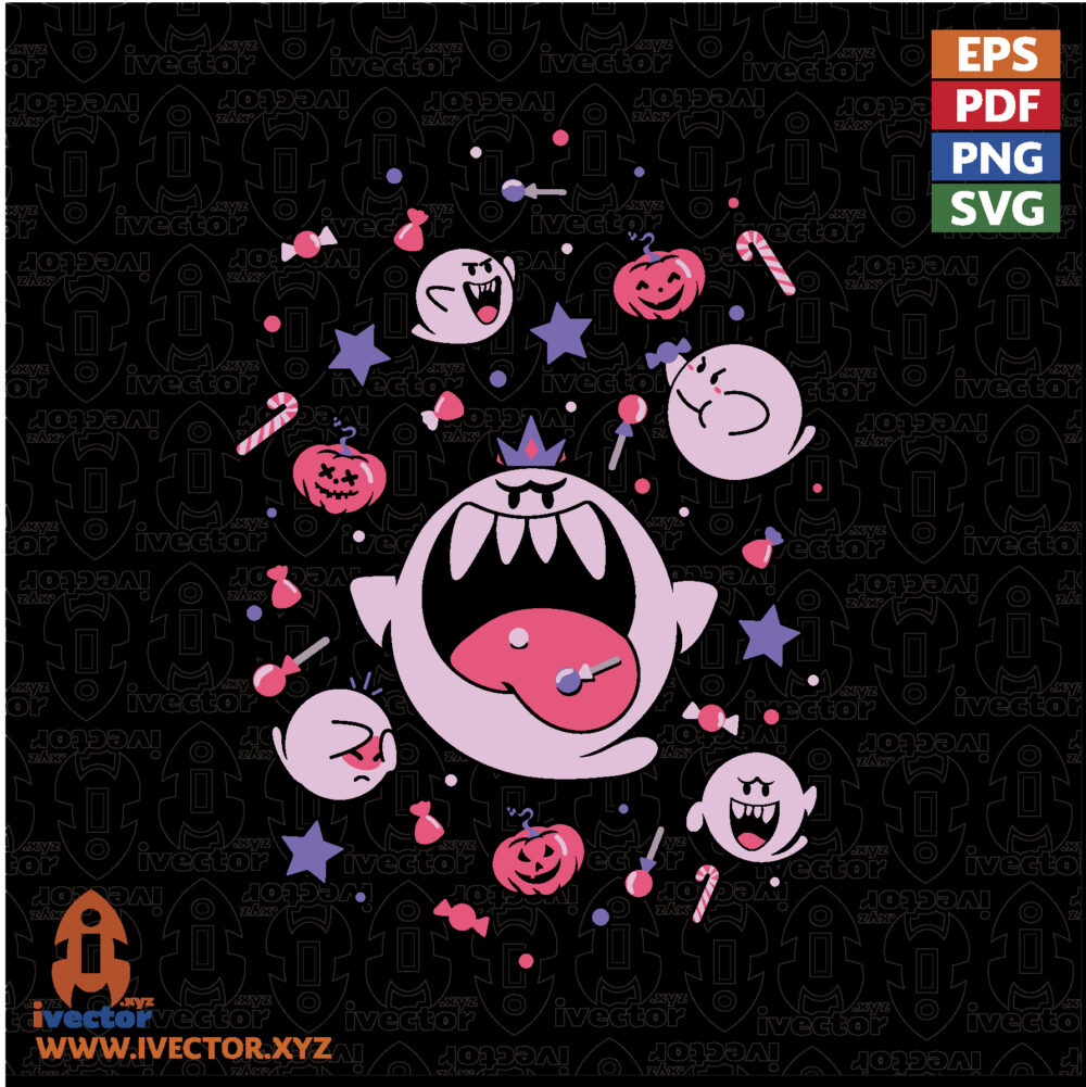 Ilustracion-Halloween-con-Fantasmas-Calabazas-y-Dulces-en-Estilo-Kawaii VECTORES Y RECURSOS