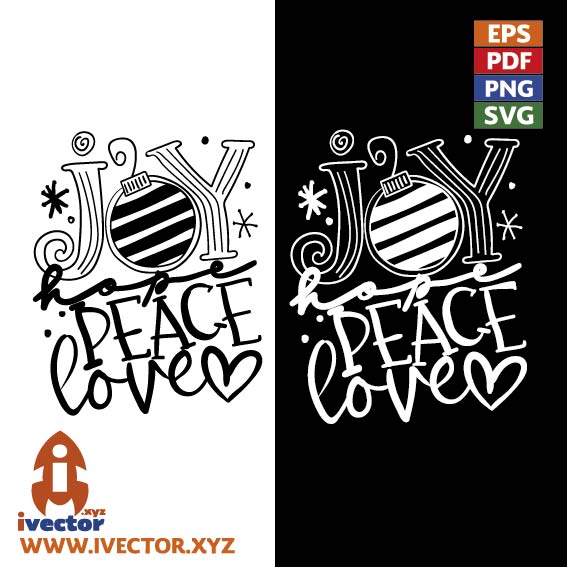 JOY, PEACE, LOVE CHRISTMAS VECTOR EDITABLE EPS PDF SVG