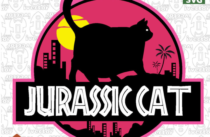 Retro Giant Cat Sunset Vector Design