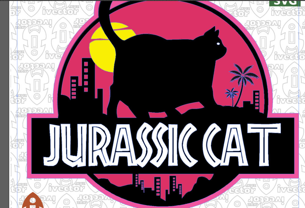 JURASSIC-CAT-VECTOR_Mesa-de-trabajo-2 Retro Giant Cat Sunset Vector Design
