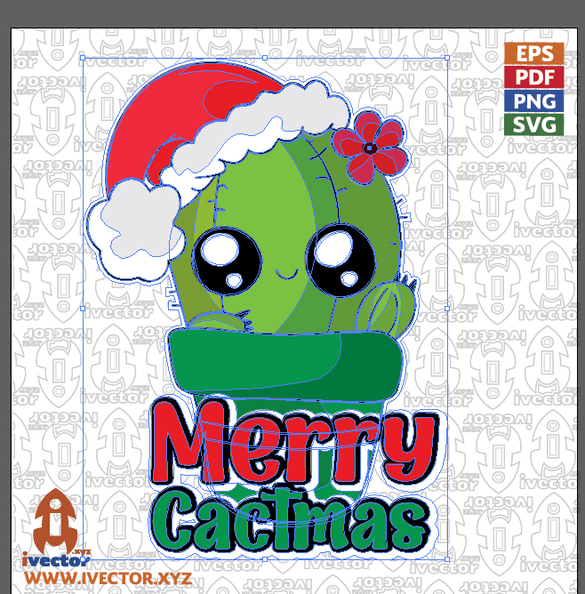 Kawaii-Christmas-Cactus-Vector-for-T-Shirt-Print-SVG-PNG-and-AI_Mesa-de-trabajo-p2 Kawaii Christmas Cactus Vector for T-Shirt Print SVG, PNG and AI