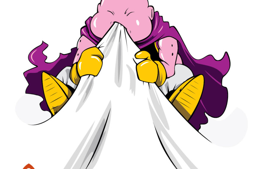 MAJIN BOO MORDIENDO TELA VECTOR EDITABLE EPS PDF