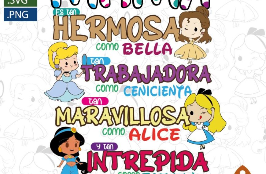 MAMÁ ES COMO PRINCESA DE DISNEY EPS PDF EDITABLE VECTOR