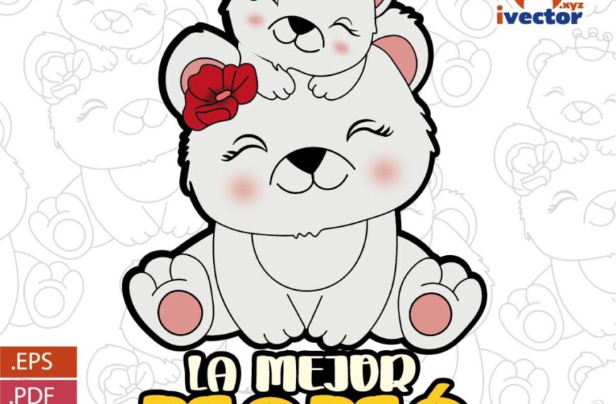 MAMA OSO Y BEBÉ DÍA DE LA MADRE VECTOR