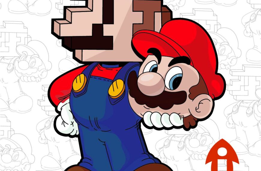 MARIO BROS RETRO VECTOR EPS PDF EDITABLE CUMPLEAÑOS