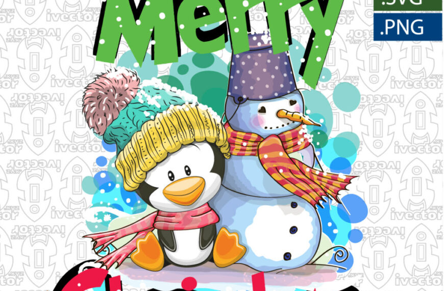 MERRY CHRISTMAS OSO PINGUINO VECTOR EDITABLE