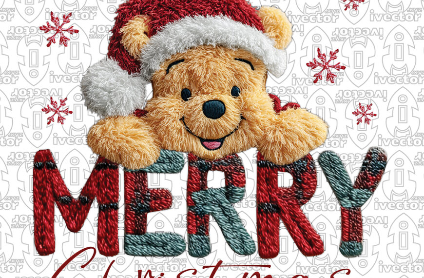 MERRY CHRISTAMS POOH CROCHET PNG ALTA CALIDAD