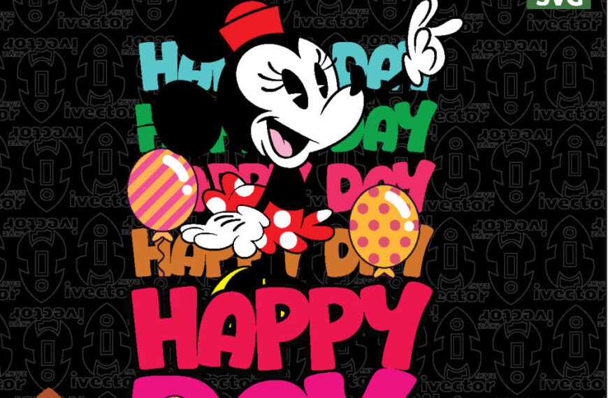 Happy Day con Personaje Femenino de Caricatura – Diseño Vectorial para Cumpleaños, Fiestas y Camisetas
