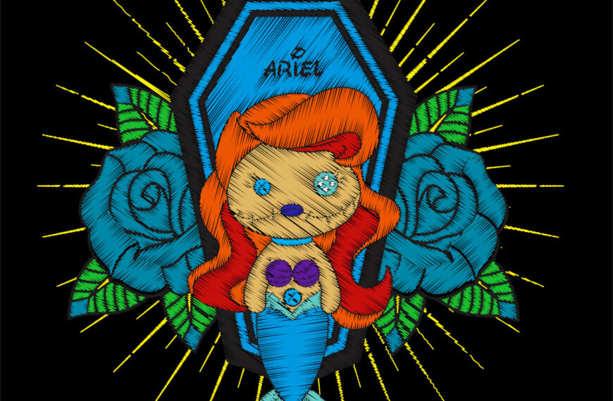 MUÑECA BORDADA ARIEL PRINCESA DISNEY VECTOR