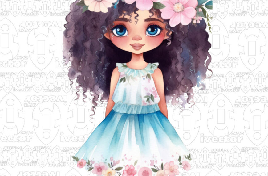 MUÑECA CABELLO RIZADO LINDA PNG ALTA CALIDAD