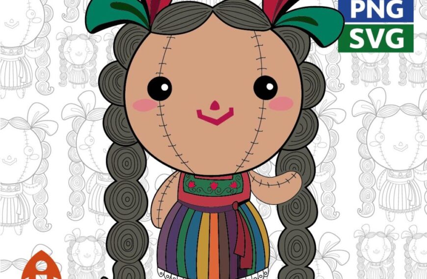 MUÑECA MEXICANA COLORIDA VECTOR EDITABLE EPS PDF SVG