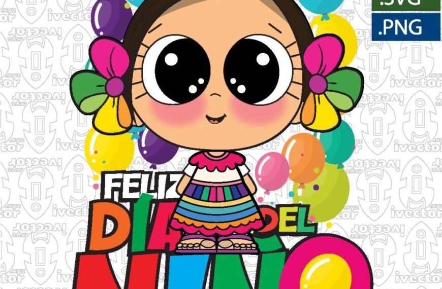 MUÑECA MEXICANA FELIZ DIA DEL NIÑO VECTOR
