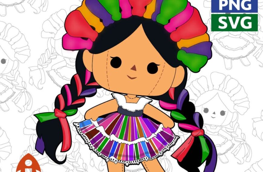 MUÑECA MEXICANA FUNKO COLORIDA VECTOR EPS PDF EDITABLE