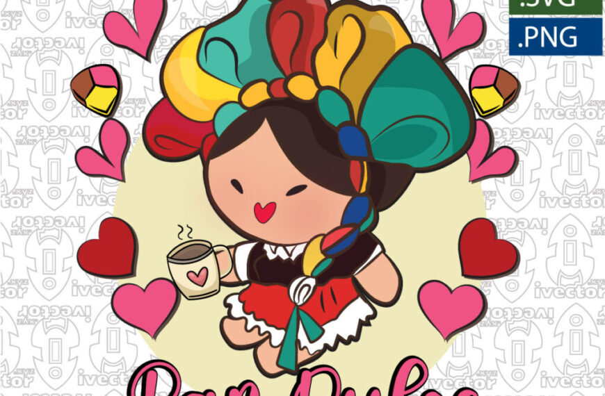 MUÑECA MEXICANA PAN DULCE VECTOR EDITABLE