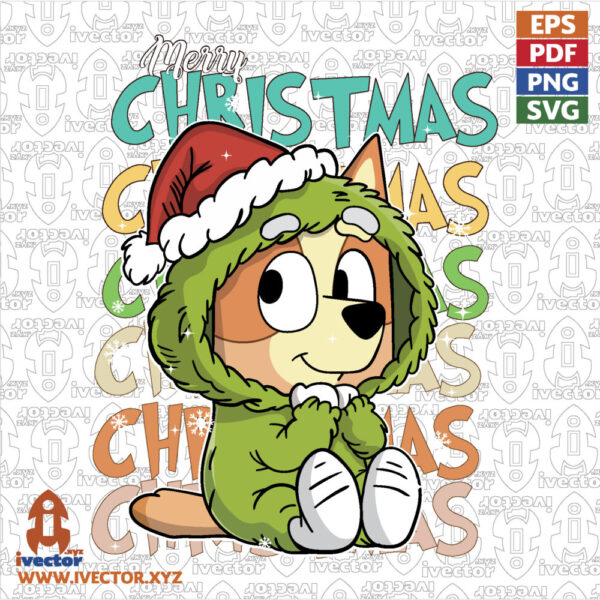 Merry-Christmas-adorable-personaje-navideno-con-gorro-de-Santa-y-corona-verde-600x600 VECTORES Y RECURSOS