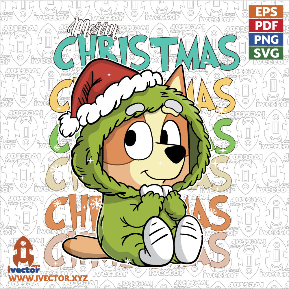 Merry-Christmas-adorable-personaje-navideno-con-gorro-de-Santa-y-corona-verde VECTORES Y RECURSOS