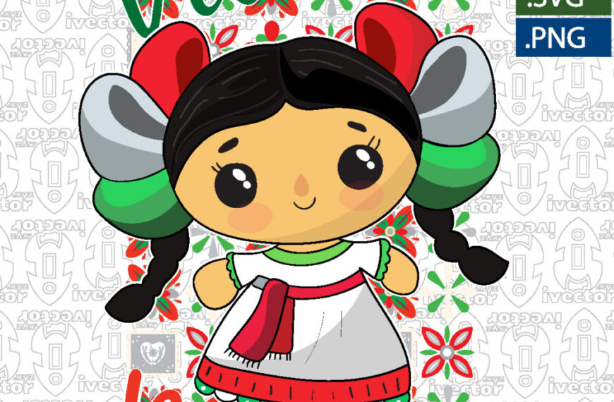 Mexican Folk Girl Floral Celebration Vector Design