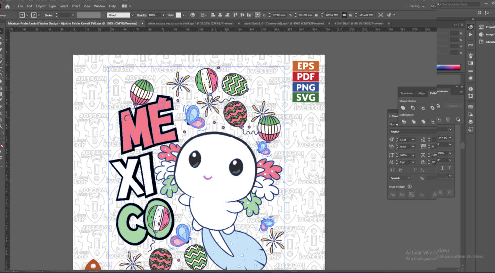Mexican-Pride-Axolotl-Vector-Design-Ajolote-Patrio-Kawaii-SVG_Mesa-de-trabajo-2 Mexican Pride Axolotl Vector Design | Ajolote Patrio Kawaii SVG