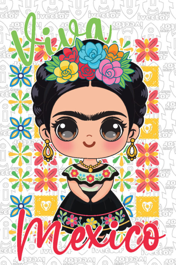 Mexican-Woman-in-Traditional-Dress-Viva-Mexico-–-Vector_Mesa-de-trabajo-1-600x900 VECTORES Y RECURSOS