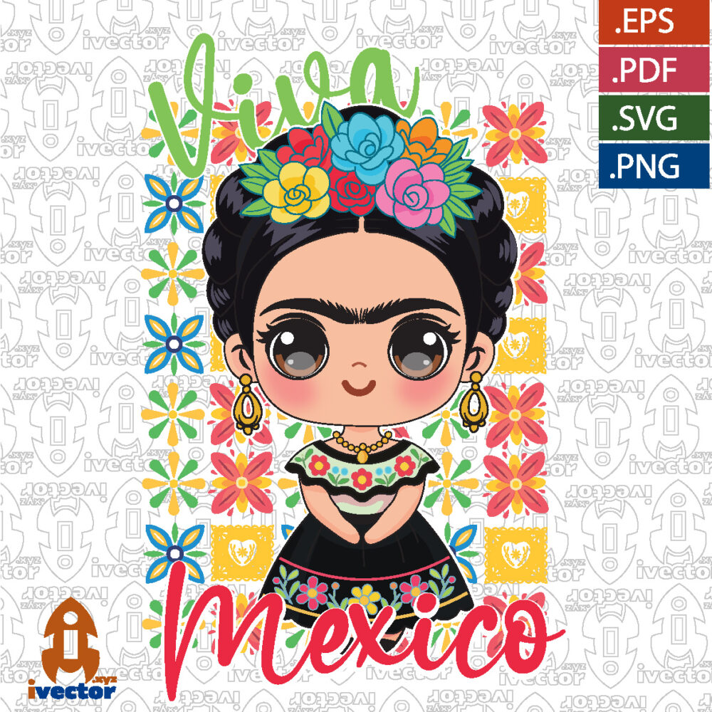 Mexican-Woman-in-Traditional-Dress-Viva-Mexico-–-Vector_Mesa-de-trabajo-1 VECTORES Y RECURSOS
